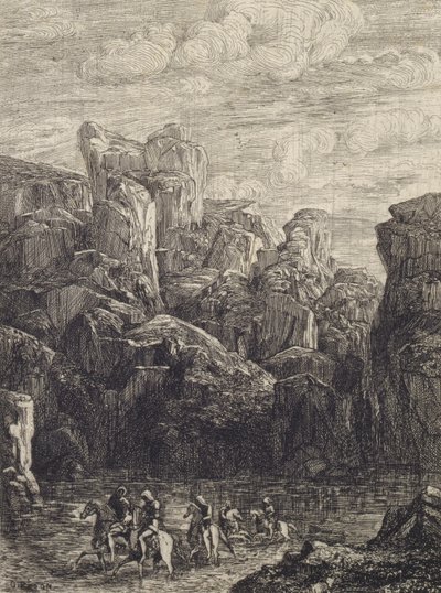 Rijden door een rivier door Odilon Redon